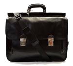Leather briefcase office handbag mens women shoulder bag leather satchel black made in Italy carry on