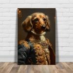 Dachshund (Smooth Haired) Renaissance Oil Painting Canvas Art Print - Canine Portrait, Noble Pooch, Fictional Aristocracy, Wall Decor, Dog Lovers Collectible, Unique Gift Idea