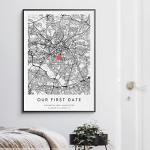 Our First Date Map Print - Romantic Anniversary Gift For Him or Her - Personalised & Unique Valentine's Day Gift
