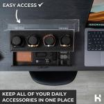 Holme & Hadfield Premium 4-Slot Wooden Watch Display Case – Handcrafted Men’s Watch Box with Accessory Drawer, Hinged Cover, Leather Lining – Birthday Gift for Collectors – Luxury Built to Last