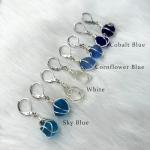 PEPELUALI Handmade Sterling Silver Sea Glass Wire Wrap Drop Earrings Jewelry (Green),Beach Earrings, Summer Gift, Ocean Jewelry Inspirational Gifts for Women, Mom, Sister