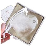 Paw Print Feather Memorial Bauble for Pet Cat Dog. Gift Boxed Glass Heart Christmas Tree Decoration Handmade Keepsake