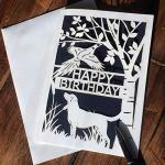Gun Dog & Pheasant Woodland Scene Paper Cut Birthday Card - Game Keeper, Hunter Papercut Card