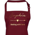 Pomchick - Personalised Name Kitchen Apron with Pockets Baking with Love Gift For Her Mum Mummy Woman Grilling Cooking Baking BBQ Women Aprons