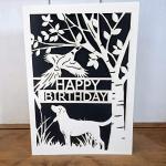 Gun Dog & Pheasant Woodland Scene Paper Cut Birthday Card - Game Keeper, Hunter Papercut Card