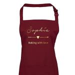 Pomchick - Personalised Name Kitchen Apron with Pockets Baking with Love Gift For Her Mum Mummy Woman Grilling Cooking Baking BBQ Women Aprons
