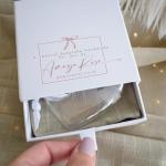 Paw Print Feather Memorial Bauble for Pet Cat Dog. Gift Boxed Glass Heart Christmas Tree Decoration Handmade Keepsake