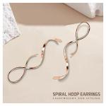 Spiral Threader Earrings for Women Stainless steel Handmade Twisted Curved Pull Through Earrings Drop Dangle Earrings Jewelry for Women (rose gold)