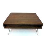 Square coffee table modern, coffee table rustic, coffee table walnut, coffee table hairpin legs, coffee table storage,