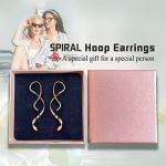 Spiral Threader Earrings for Women Stainless steel Handmade Twisted Curved Pull Through Earrings Drop Dangle Earrings Jewelry for Women (rose gold)