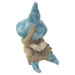 Shy fairy, garden fairy, plant pot ornament, ceramic fairy garden figurine, pixie reading her book, light blue.