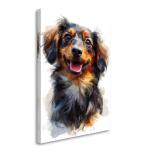 Dachshund (Miniature Long Haired) Painted Illustration Canvas Art Print – Canine Portraiture, Pet Lover Gift, Animal Artwork, Home Decor, Collectible