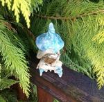 Shy fairy, garden fairy, plant pot ornament, ceramic fairy garden figurine, pixie reading her book, light blue.