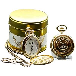 Engraved wedding Pocket Watch in Gold Groom Best Man Groomsmen Usher Personalised free of charge