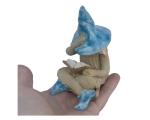 Shy fairy, garden fairy, plant pot ornament, ceramic fairy garden figurine, pixie reading her book, light blue.