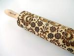 Algis Crafts - FOLK Embossed Rolling Pin for Baking Accessories with Laser Engraved Design - Beautifully Handmade Pattern Rolling Pin - Decorative Dough Roller to Make Unique Bakes and Pottery