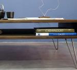 Square coffee table modern, coffee table rustic, coffee table walnut, coffee table hairpin legs, coffee table storage,