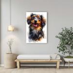 Dachshund (Miniature Long Haired) Painted Illustration Canvas Art Print – Canine Portraiture, Pet Lover Gift, Animal Artwork, Home Decor, Collectible