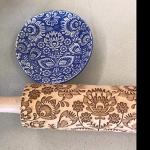 Algis Crafts - FOLK Embossed Rolling Pin for Baking Accessories with Laser Engraved Design - Beautifully Handmade Pattern Rolling Pin - Decorative Dough Roller to Make Unique Bakes and Pottery