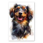 Dachshund (Miniature Long Haired) Painted Illustration Canvas Art Print – Canine Portraiture, Pet Lover Gift, Animal Artwork, Home Decor, Collectible