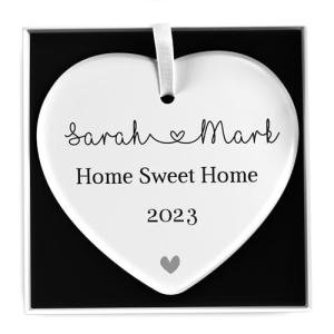Beecreative Home Sweet Home Gifts, Personalised New House Gift For Couples, House Warming Gifts, Home Decor Ideas, New Home Plaque, White Ceramic Heart With Gift Box