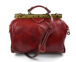 Ladies leather handbag doctor bag handheld shoulder bag medical purse red made in Italy