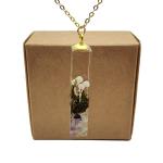 Cairui Design Mushroom Moss 3D Landscape Transparent Cube Resin Pendant 18k Gold Plated Necklace for Women Handmade