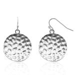 Weviway Silver Round Disc Dangle Drop Earrings, 925 Sterling Silver Geometric Dangly Earring Handmade Jewellery Gifts for Women Trendy Fashion