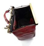 Ladies leather handbag doctor bag handheld shoulder bag medical purse red made in Italy