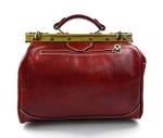 Ladies leather handbag doctor bag handheld shoulder bag medical purse red made in Italy