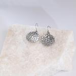 Weviway Silver Round Disc Dangle Drop Earrings, 925 Sterling Silver Geometric Dangly Earring Handmade Jewellery Gifts for Women Trendy Fashion