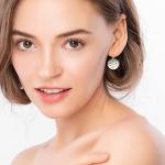 Weviway Silver Round Disc Dangle Drop Earrings, 925 Sterling Silver Geometric Dangly Earring Handmade Jewellery Gifts for Women Trendy Fashion