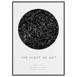 Custom Star Map Print - Night We Met - Anniversary Gift Romantic - Night Sky Constellation Print Personalised - The Perfect Valentines Gift