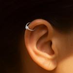 Silver Cartilage Earring Hoop - 925 Silver 20G Helix Piercing Earrings - White Opal Helix Piercing Earring for Women