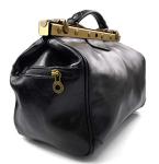 Ladies leather handbag doctor bag handheld shoulder bag medical purse black made in Italy