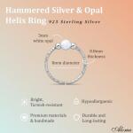 Silver Cartilage Earring Hoop - 925 Silver 20G Helix Piercing Earrings - White Opal Helix Piercing Earring for Women
