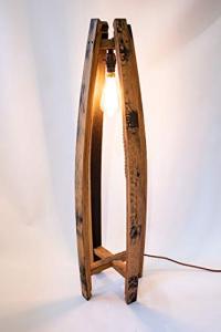 Oak, Scotch Whisky Barrel Floor Lamp with hanging bulb (With a bulb)