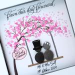 Handmade Personalised Wedding Pebble Art Picture – Unique Just Married Gifts, Personalised Wedding Gifts for Bride and Groom, Thoughtful Mr and Mrs Present, Special Keepsake for Couples Wedding Day