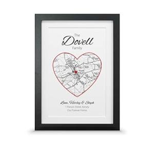 House warming family map gift | New home print (A4-30x21cm, Print & Standard Frame)