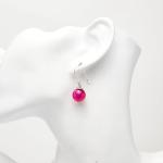 TreasureBay Handmade Women's Natural Gemstone Sterling Silver Dangle Drop Earrings 12mm Ball Beaded Earrings | Gift for Women, Girls (Pink Rose Agate)