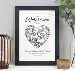 House warming family map gift | New home print (A4-30x21cm, Print & Standard Frame)