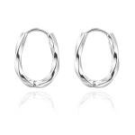 Weviway Silver Twisted Oval Huggie Hoop Earrings, Hypoallergenic, Small, Lightweight, Handmade Jewellery