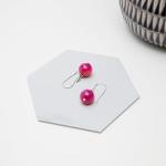 TreasureBay Handmade Women's Natural Gemstone Sterling Silver Dangle Drop Earrings 12mm Ball Beaded Earrings | Gift for Women, Girls (Pink Rose Agate)