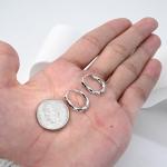 Weviway Silver Twisted Oval Huggie Hoop Earrings, Hypoallergenic, Small, Lightweight, Handmade Jewellery