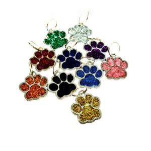 Personalised Pet Paw ID Tags Dog ID/Cat ID Bling Tag Name ENGRAVING (Red)