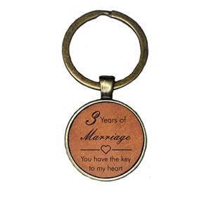 3 Years Of Marriage, 3rd Wedding Anniversary Keyring, Leather Gift Key Chain (You Have The Key To My Heart)