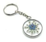 Handmade Forget me Not Keyring with Cotswold pressed flowers. Remembrance Funeral Favor keepsake or car accessory, new home keychain gift (silver)