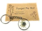 Handmade Forget me Not Keyring with Cotswold pressed flowers. Remembrance Funeral Favor keepsake or car accessory, new home keychain gift (silver)