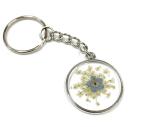 Handmade Forget me Not Keyring with Cotswold pressed flowers. Remembrance Funeral Favor keepsake or car accessory, new home keychain gift (silver)