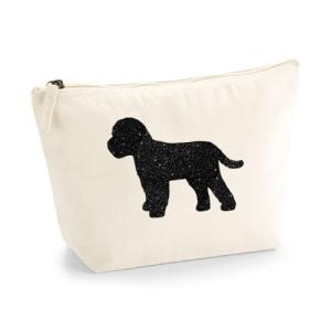 Cockapoo Makeup Bag – Natural Cotton Canvas Pouch with Black Glitter Cockapoo Design – Dog Lover Gift – Zippered Cosmetic Bag for Toiletries, Beauty Essentials & Travel